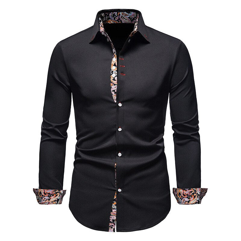Herren Hemd Paisley Muster Elegante Bluse