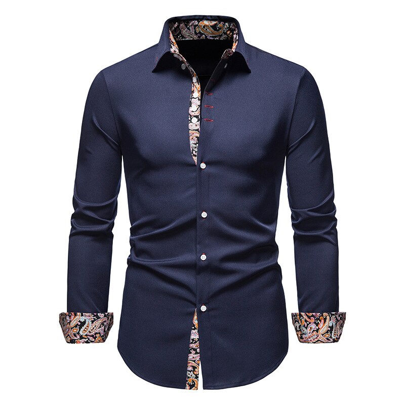 Herren Hemd Paisley Muster Elegante Bluse