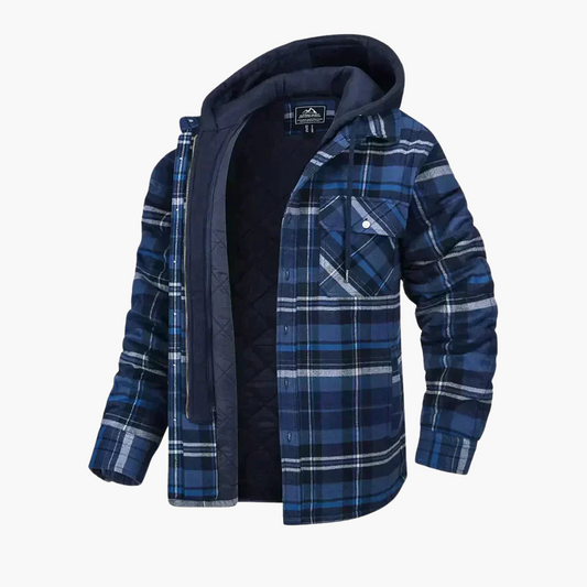 Männer Jacke mit Kapuze und Karomuster für Winter 0