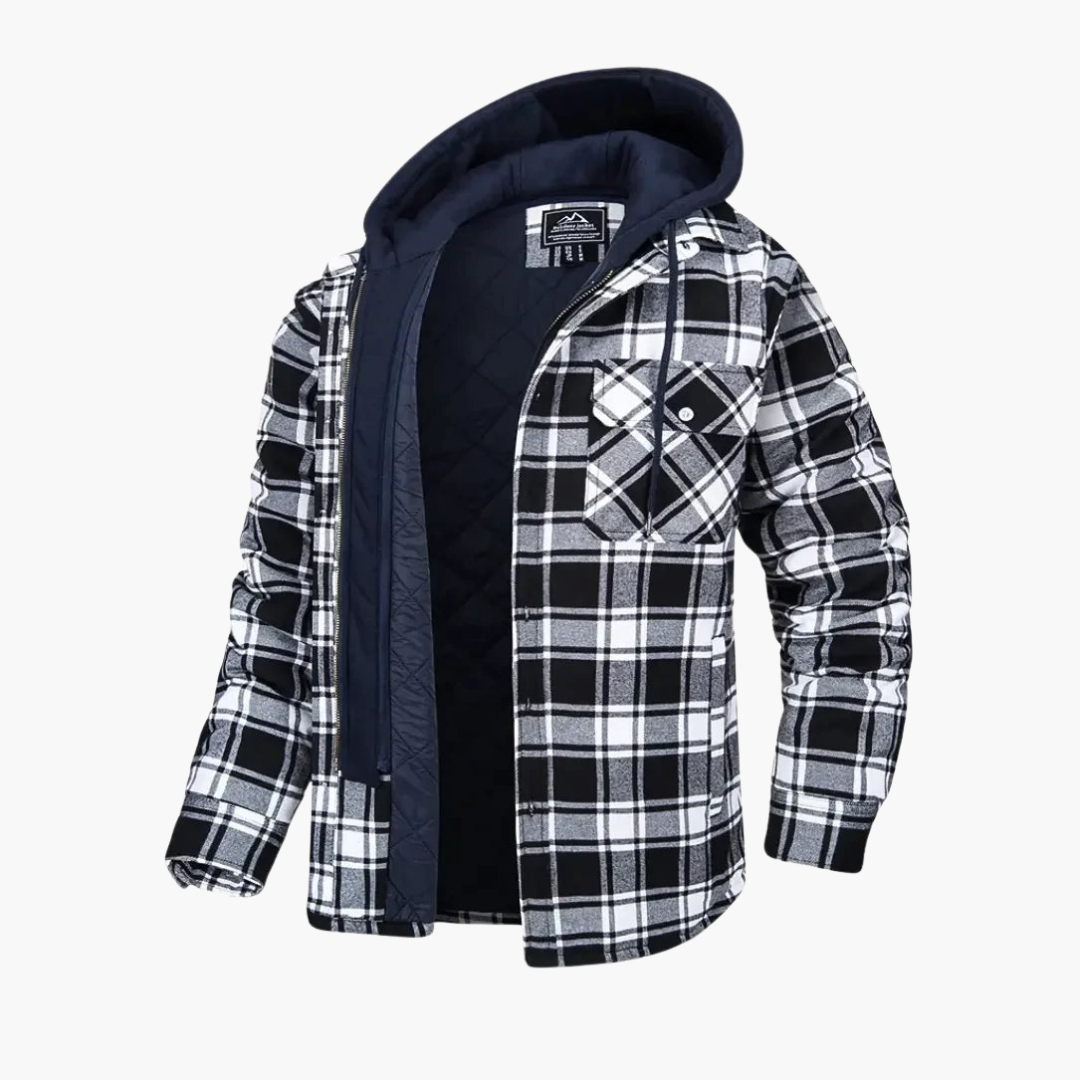 Männer Jacke mit Kapuze und Karomuster für Winter 1