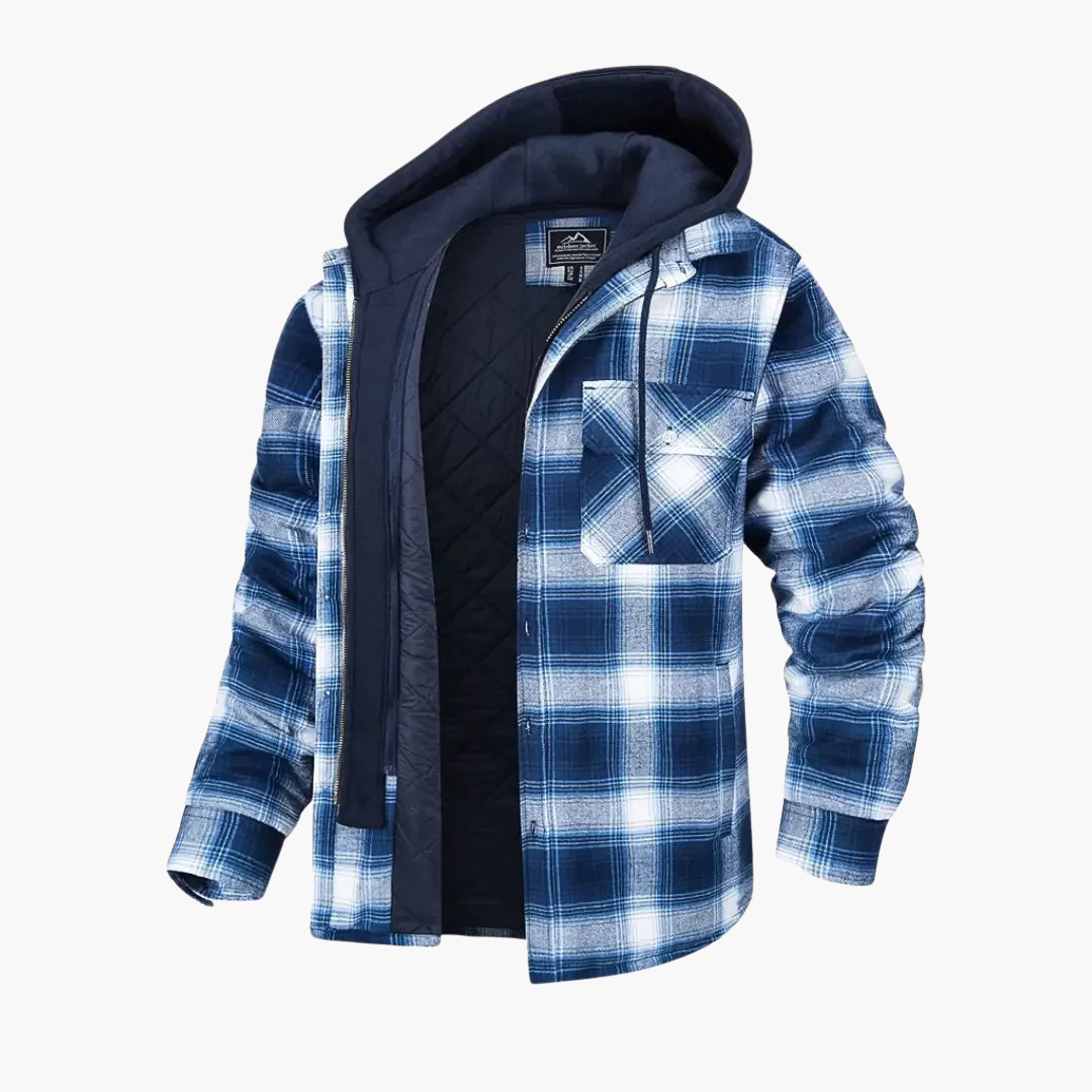 Männer Jacke mit Kapuze und Karomuster für Winter 2
