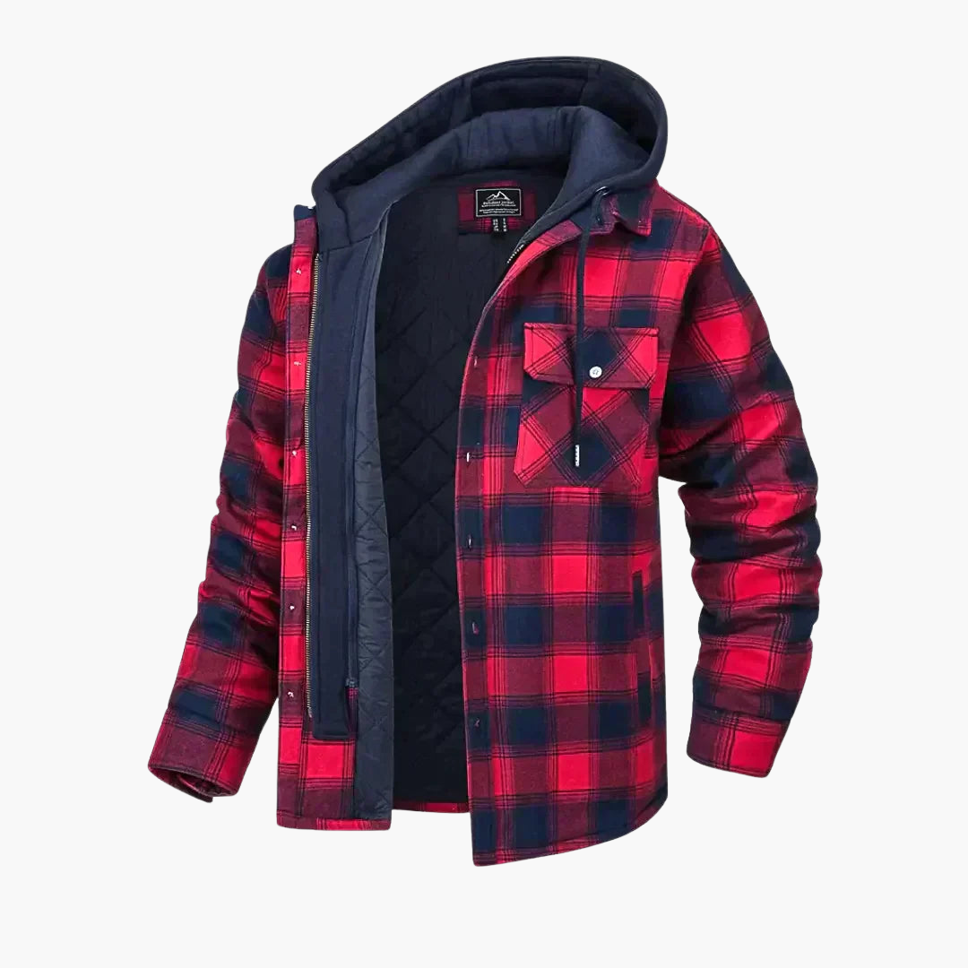 Männer Jacke mit Kapuze und Karomuster für Winter 3