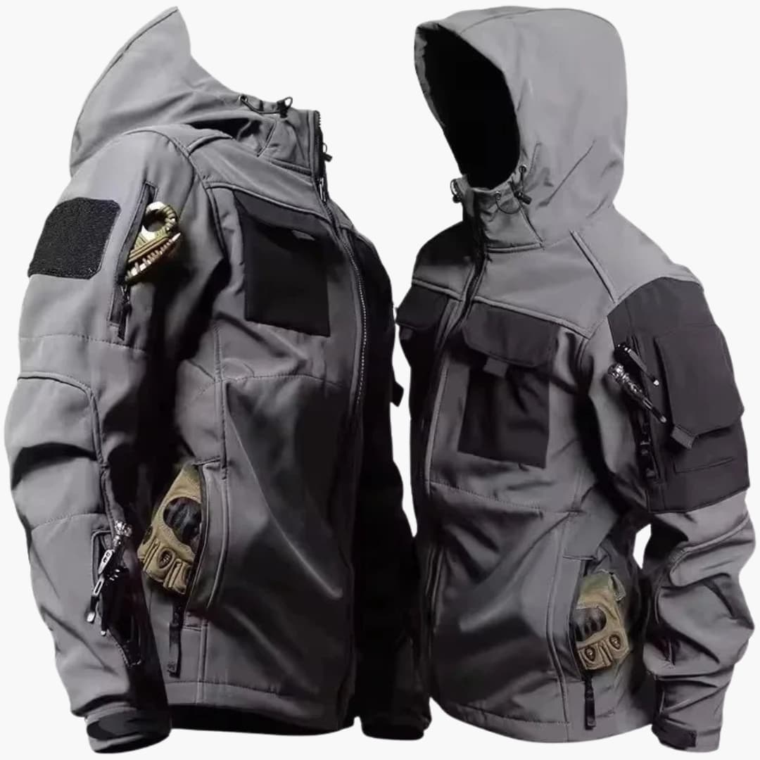 Männer Softshell Jacke mit Kapuze und mehreren Taschen 1