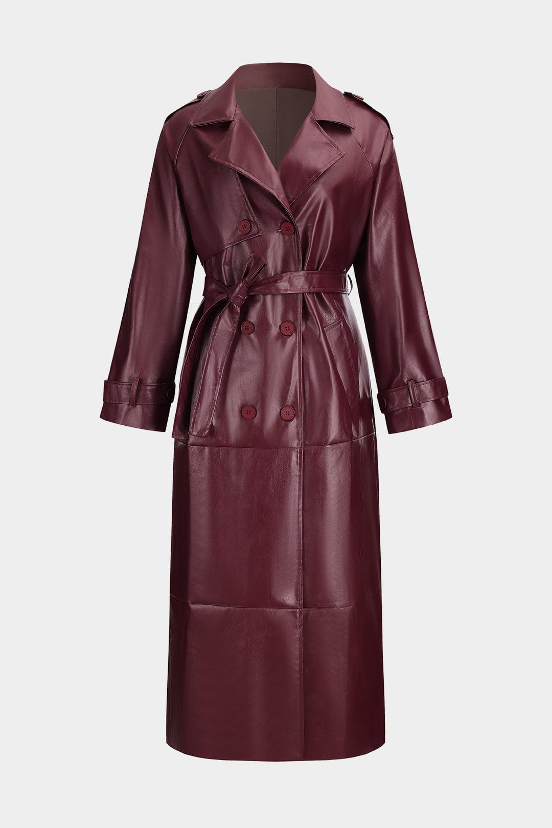 Kunstleder Trenchcoat Damen Elegant Schwarz - BerlinGlamour