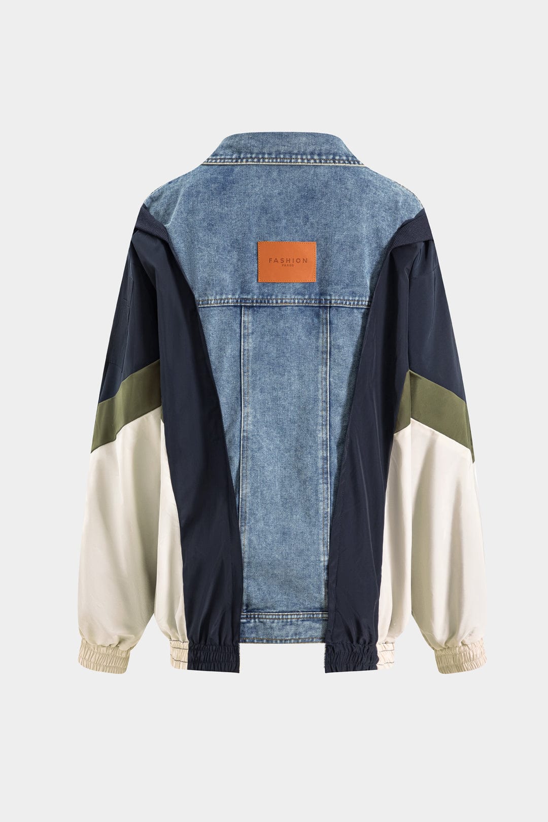 Lederjacke Patchwork Style Denim Nylon Unisex