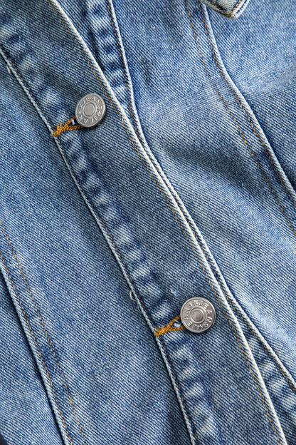Lederjacke Patchwork Style Denim Nylon Unisex