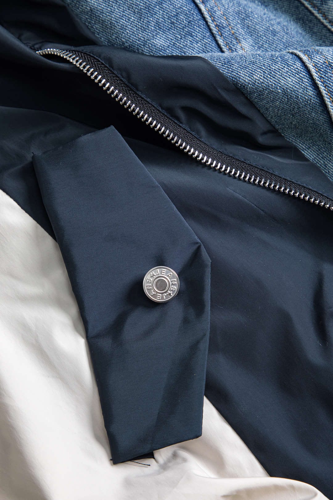 Lederjacke Patchwork Style Denim Nylon Unisex