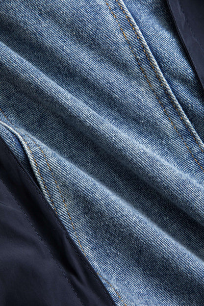 Lederjacke Patchwork Style Denim Nylon Unisex