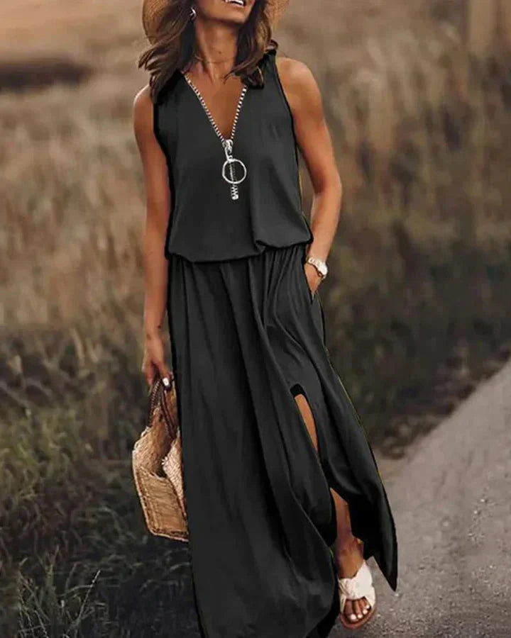 Elegantes Frauenkleid V-Ausschnitt Stilvoll Abendkleid