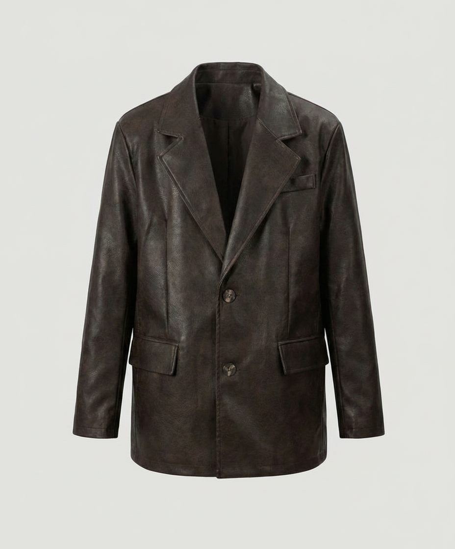Herren Jacke Braun Lederjacke Retro Stil