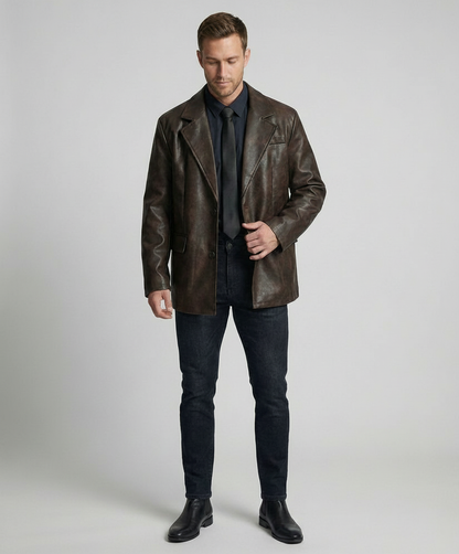 Herren Jacke Braun Lederjacke Retro Stil