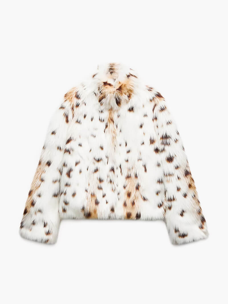 Elegante Damen Winterjacke Leopardenmuster Kunstfell - BerlinGlamour