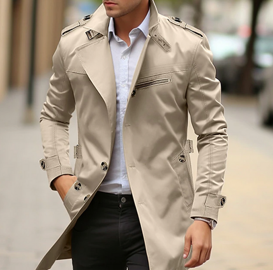Herren Mantel Klassisch Freizeit Modern Schwarz - BerlinGlamour