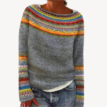 Mehrfarbig Gemusterter Pullover für Damen 0