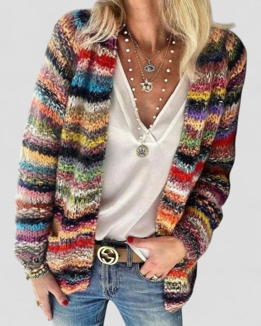 Mehrfarbige Strickjacke für Damen 0