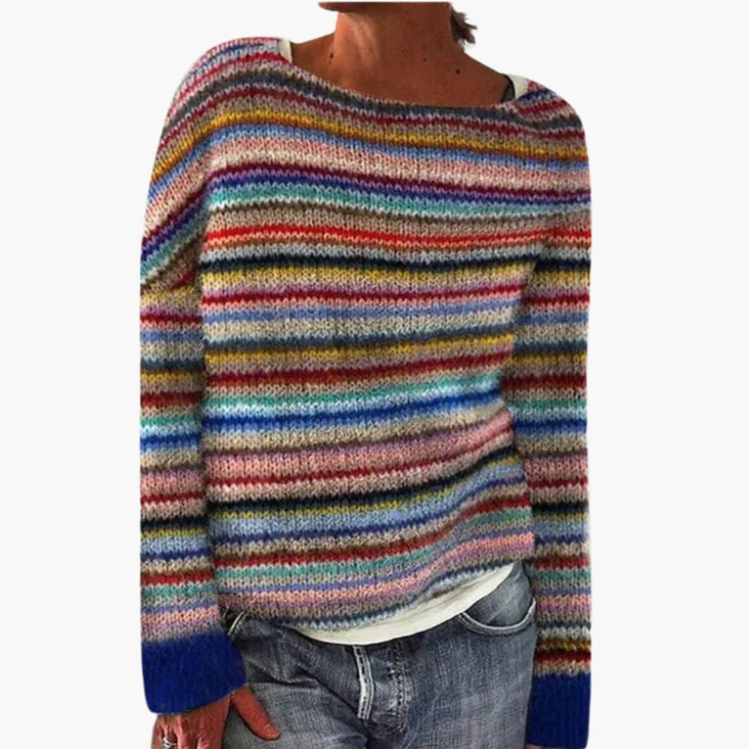 Mehrfarbiger Strickpullover für Damen 0