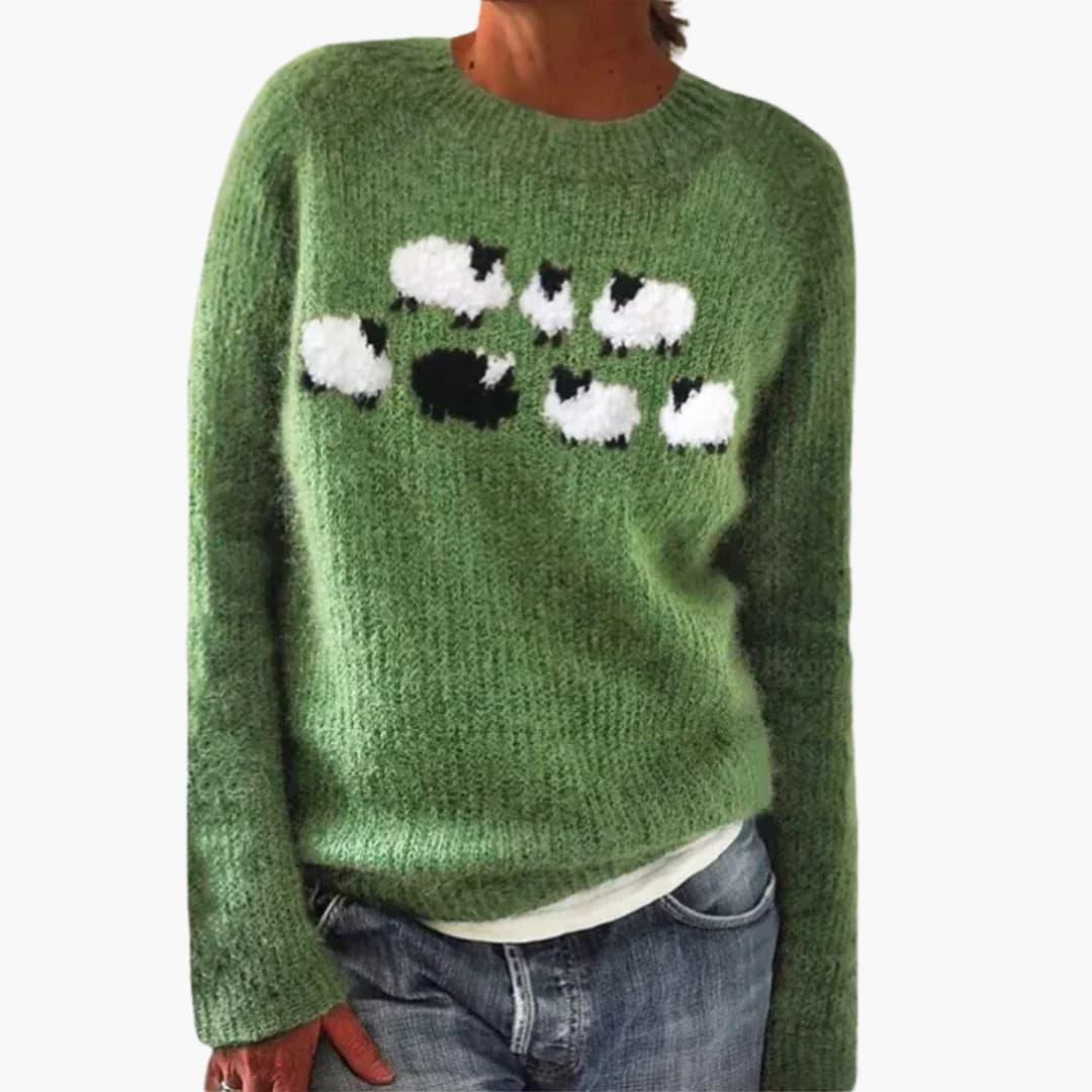 Mehrfarbiger Strickpullover für Damen 1
