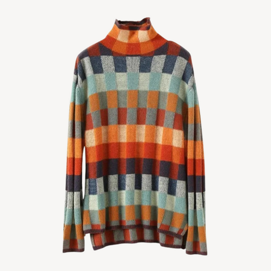 Mehrfarbiger karierter Strickpullover für Damen | Loravelle 0