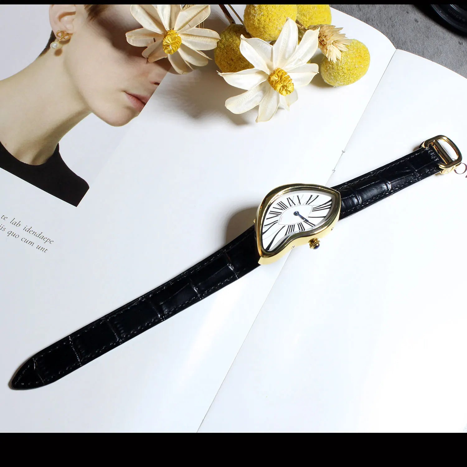 Melting Watch | Mode | Schwarzes Armband | Lederarmbanduhr | Herrenuhr-Chaps Herrenmode