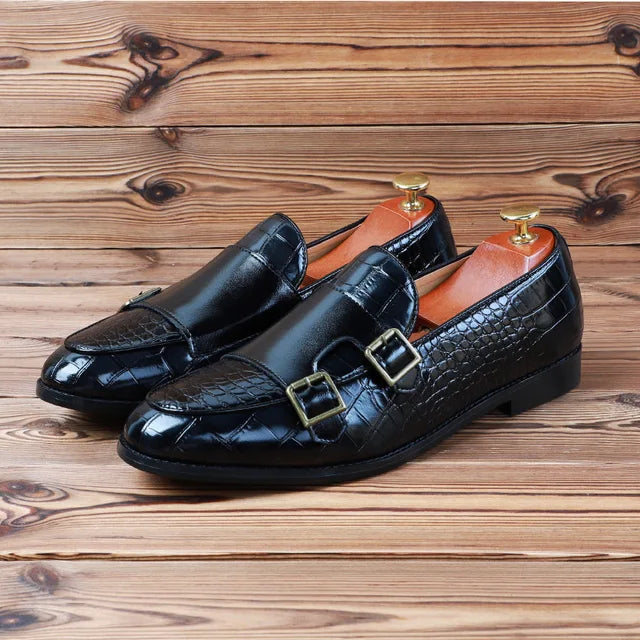 Herren Schnallenschuhe Leder Lässig Modern