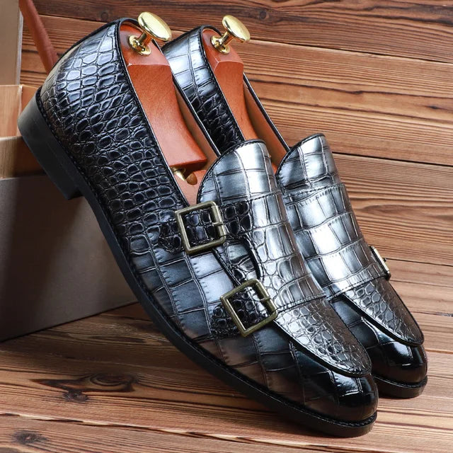 Herren Schnallenschuhe Leder Lässig Modern