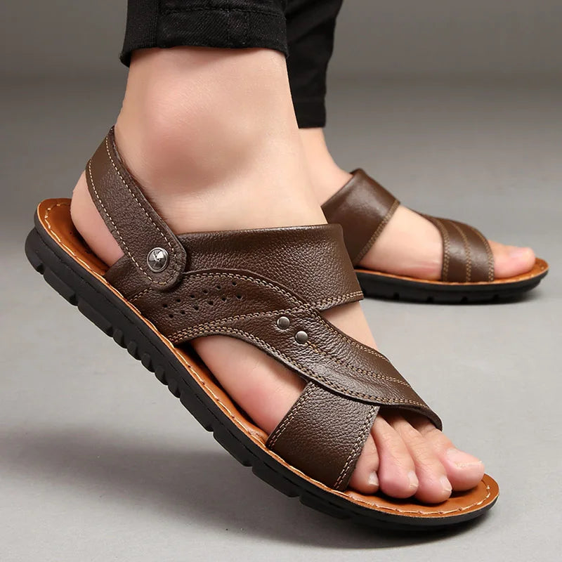 Leder Sandalen Herren Bequem Entspannt Sommer