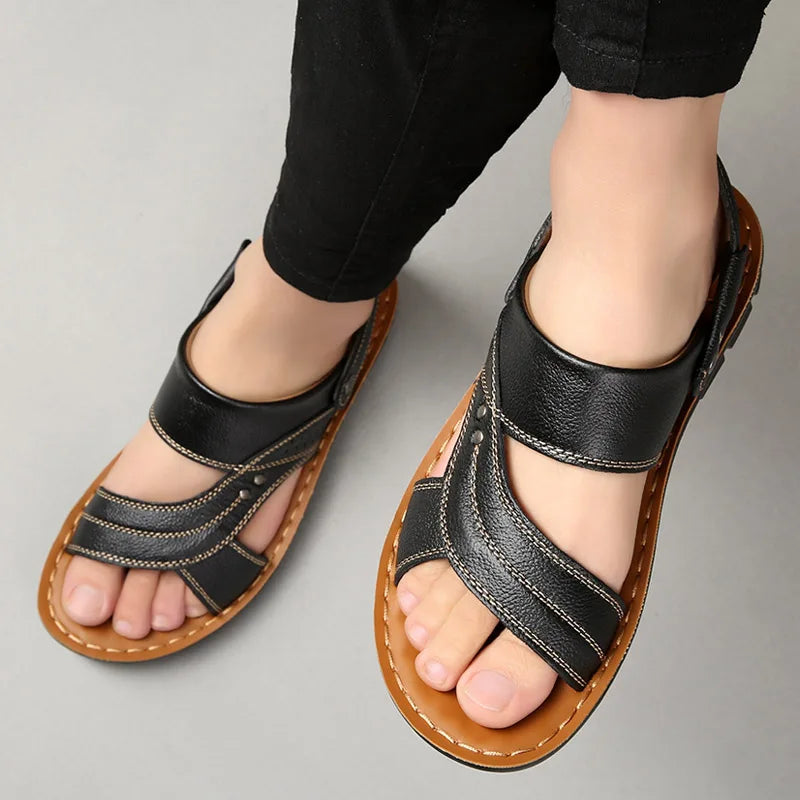 Leder Sandalen Herren Bequem Entspannt Sommer