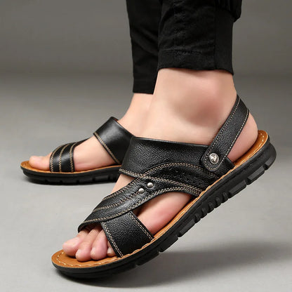 Leder Sandalen Herren Bequem Entspannt Sommer