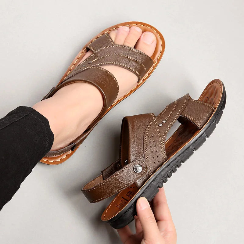 Leder Sandalen Herren Bequem Entspannt Sommer