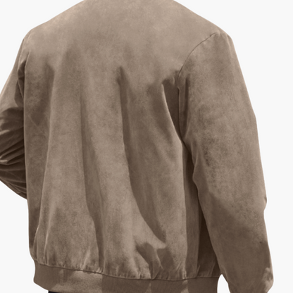 Herren Bomberjacke Wildleder Lässig Zipper Übergangsjacke