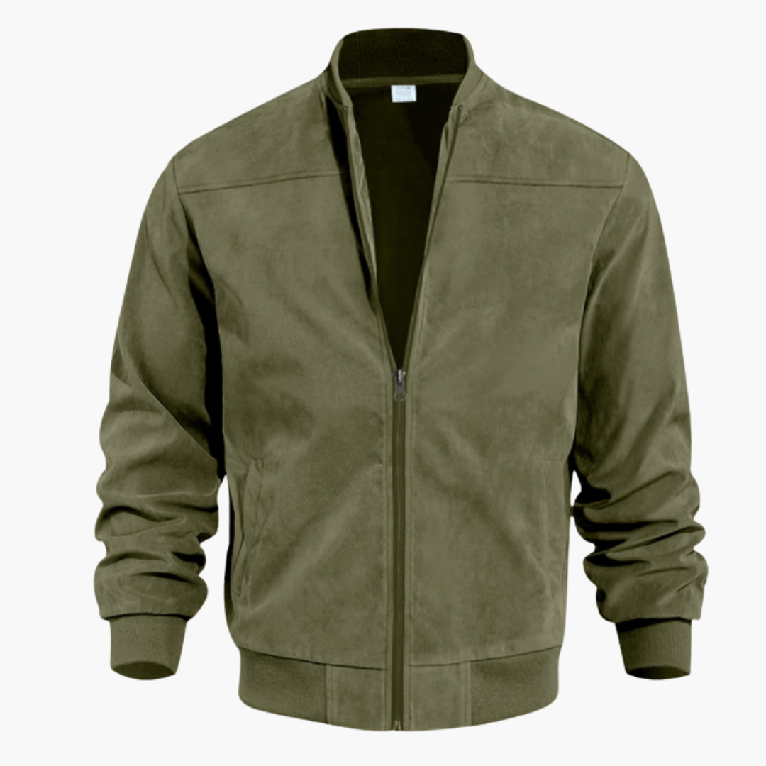 Herren Bomberjacke Wildleder Lässig Zipper Übergangsjacke