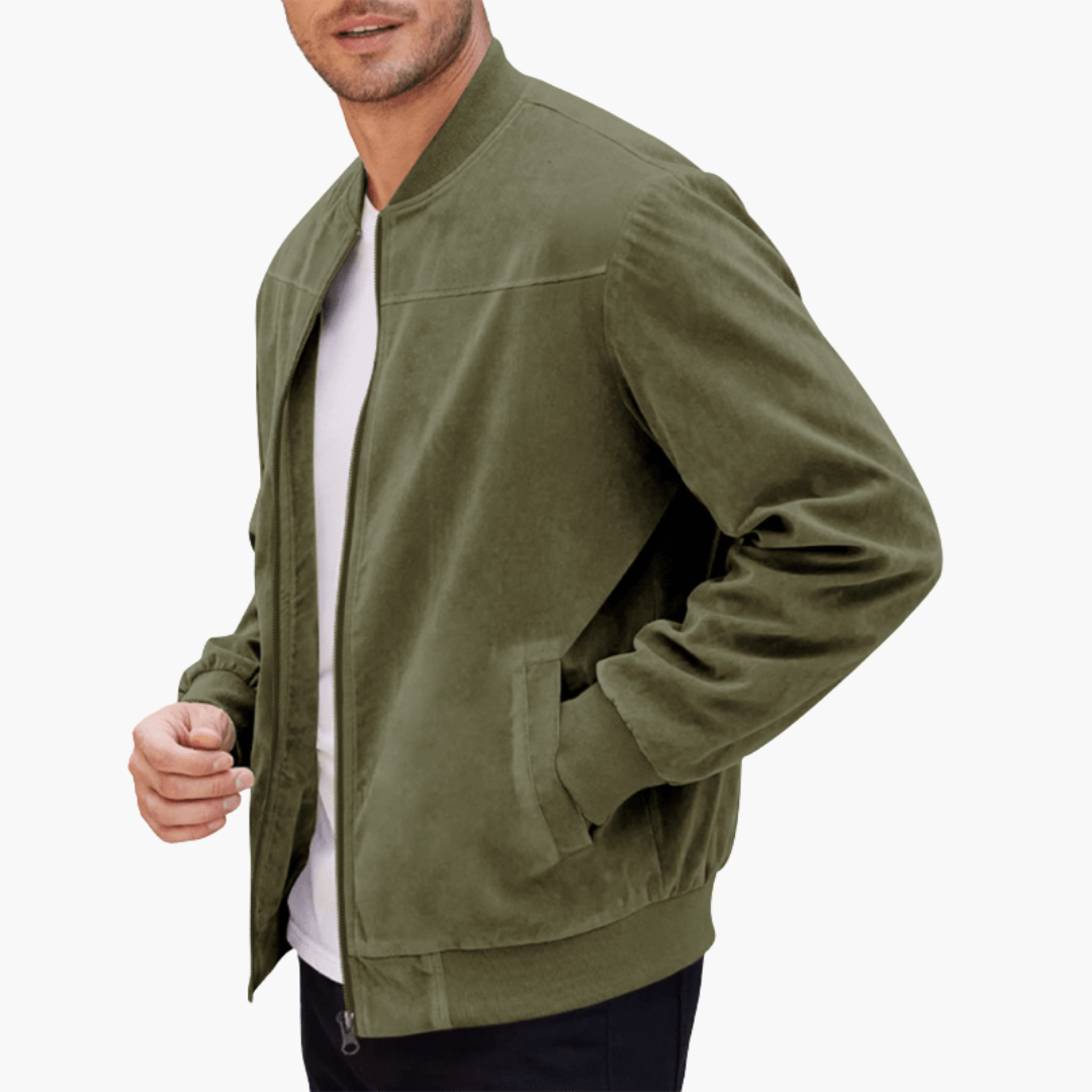 Herren Bomberjacke Wildleder Lässig Zipper Übergangsjacke