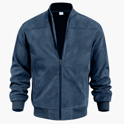 Herren Bomberjacke Wildleder Lässig Zipper Übergangsjacke