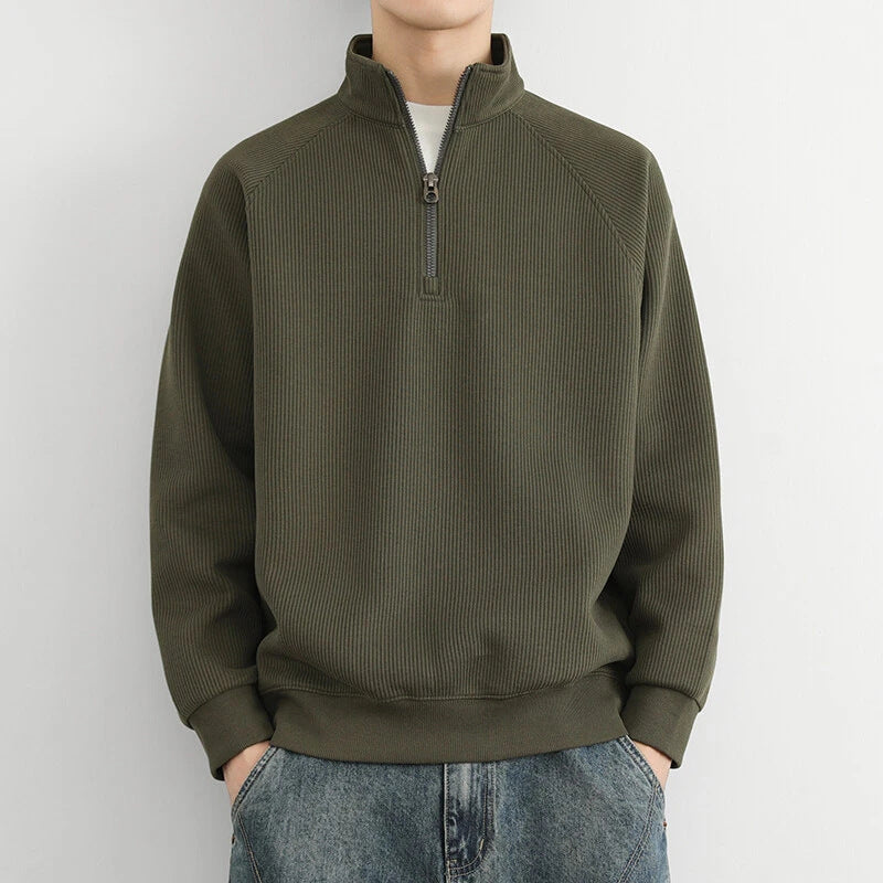 Herren Sweatshirt Langarm Lässig Reißverschluss - BerlinGlamour