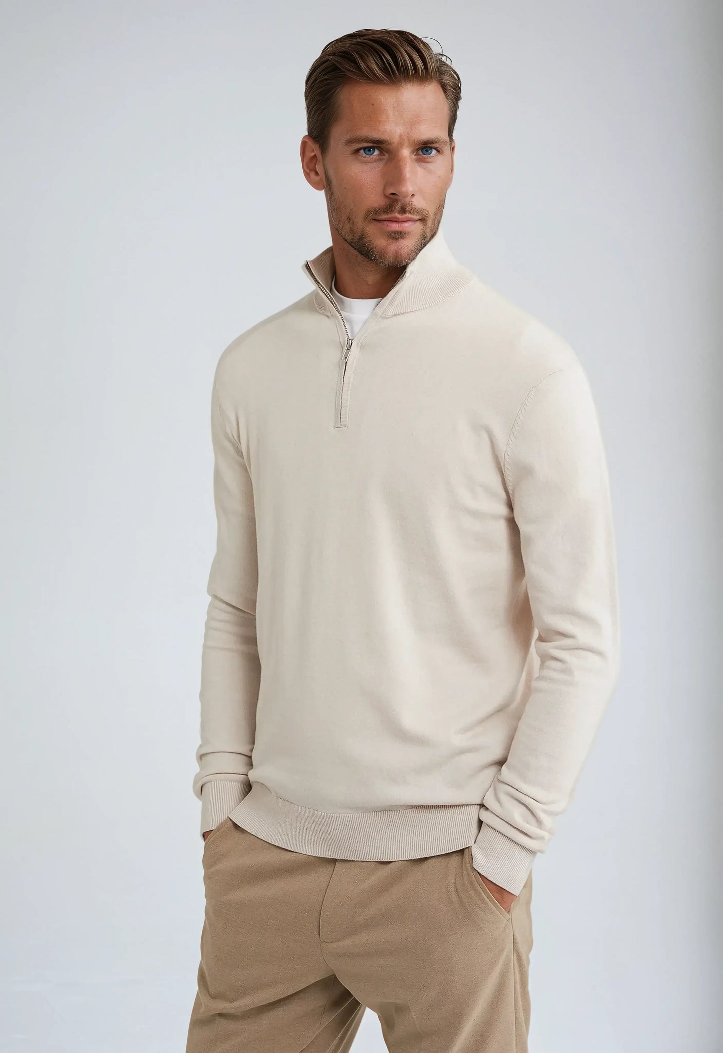 Herren Pullover Lässig Reißverschluss Kragen