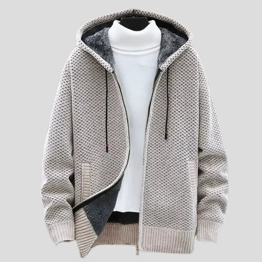 Strickfleece Hoodie Damen Warm Zip