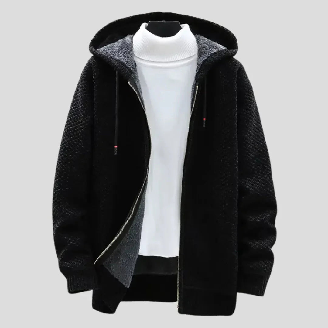 Strickfleece Hoodie Damen Warm Zip