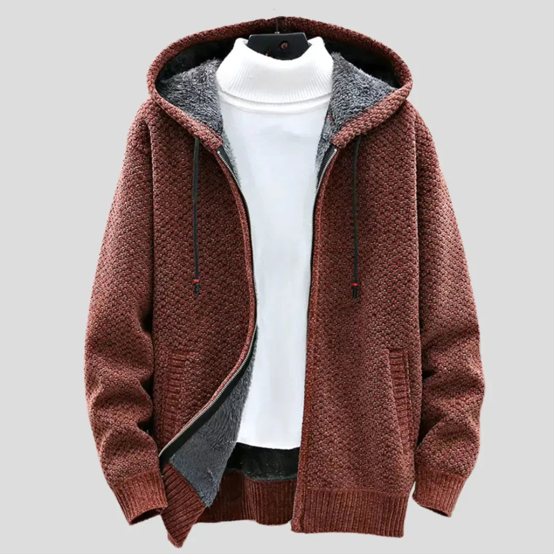 Strickfleece Hoodie Damen Warm Zip
