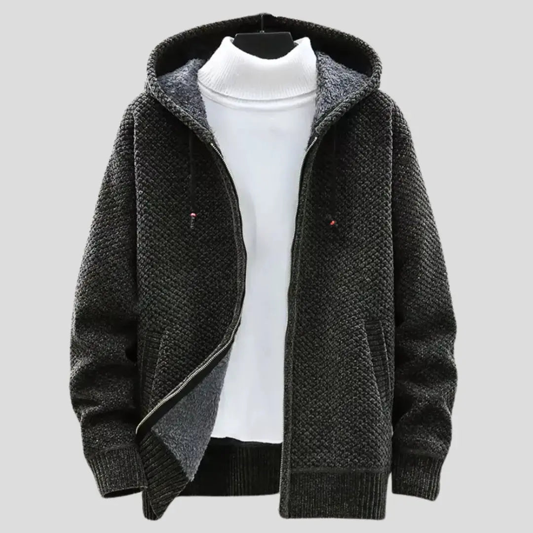 Strickfleece Hoodie Damen Warm Zip