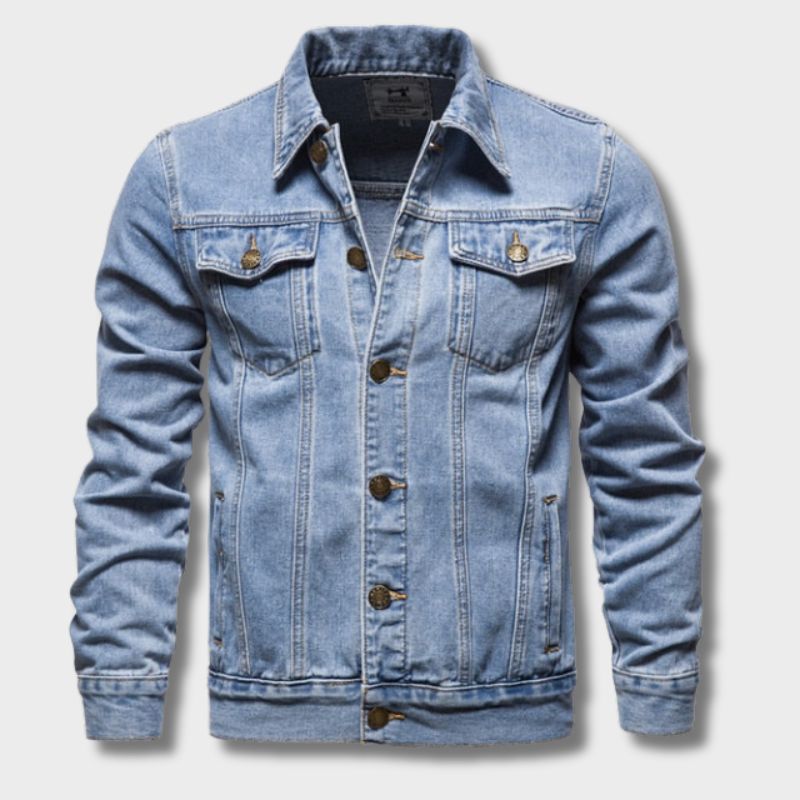 Herren Denimjacke Klassisch Lässig mit Knöpfen