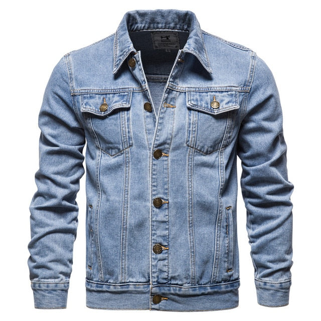 Herren Denimjacke Klassisch Lässig mit Knöpfen