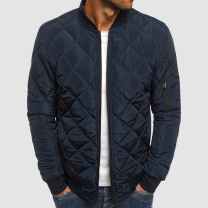 Herren Winterjacke Gesteppt Warm Isoliert Schwarz