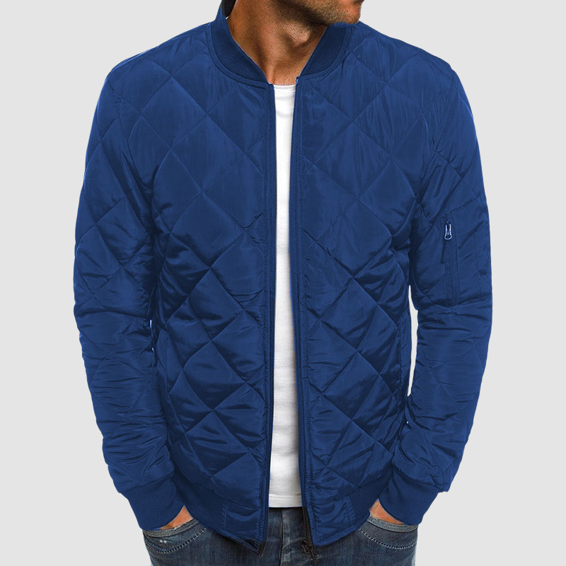 Herren Winterjacke Gesteppt Warm Isoliert Schwarz