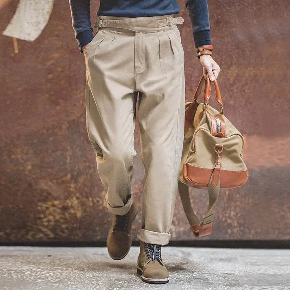 Herren Hose Plissierte Vorderseite Elegant Slimfit