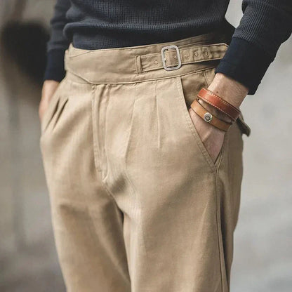 Herren Hose Plissierte Vorderseite Elegant Slimfit