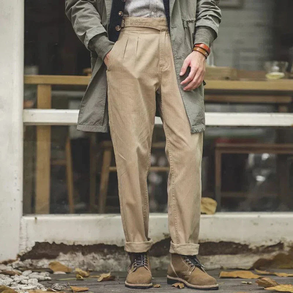 Herren Hose Plissierte Vorderseite Elegant Slimfit - BerlinGlamour