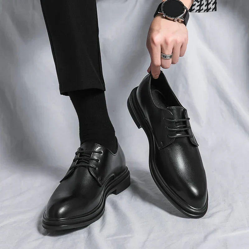 Herren Derby Schuhe Glänzend Schnürsenkel Leder