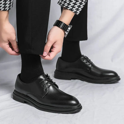 Herren Derby Schuhe Glänzend Schnürsenkel Leder