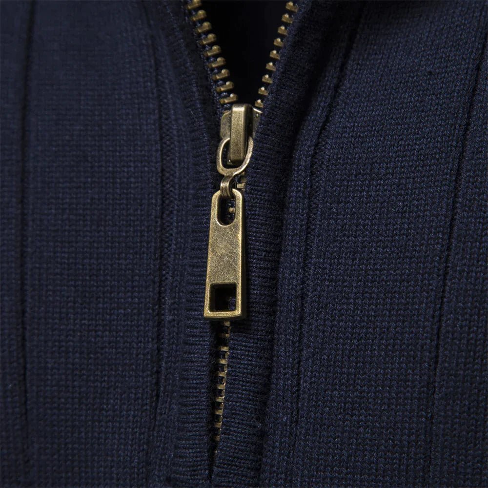 Herren Pullover Frühlings Half-Zip Rippstrick Bequem