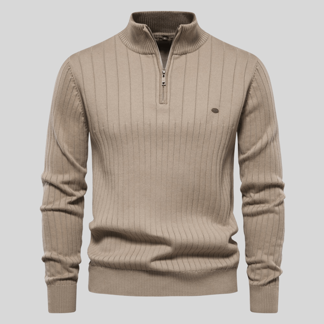 Herren Pullover Frühlings Half-Zip Rippstrick Bequem